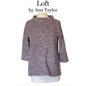 EUC Ann Taylor Loft Tweed Boucle 3/4 Sleeve Top Pink Black Women’s. Size medium